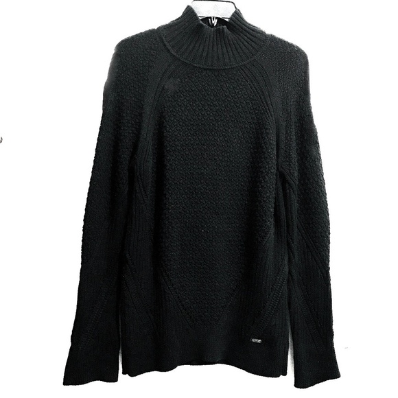 Calvin Klein Cowl Neck Cotton Blend Sweater in Black SZ M - Picture 1 of 8